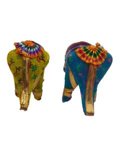 Rajasthani Kathputli - Elephant - Small - Set of 2 - Assorted - Geographical Indexed