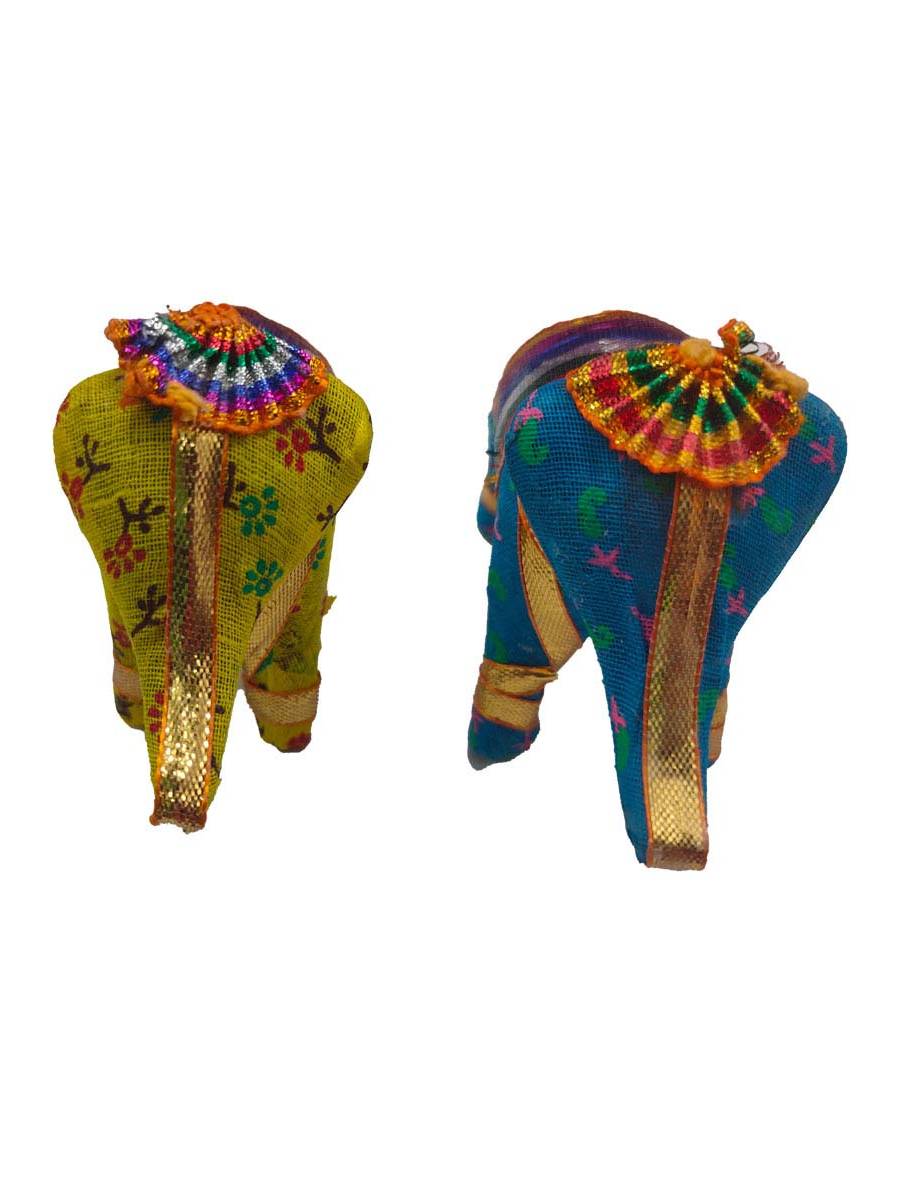 Rajasthani Kathputli - Elephant - Small - Set of 2 - Assorted - Geographical Indexed