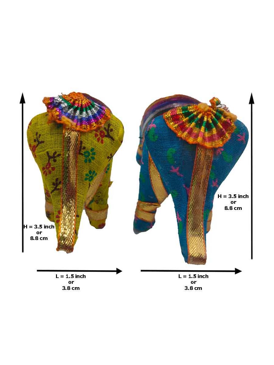 Rajasthani Kathputli - Elephant - Small - Set of 2 - Assorted - Geographical Indexed