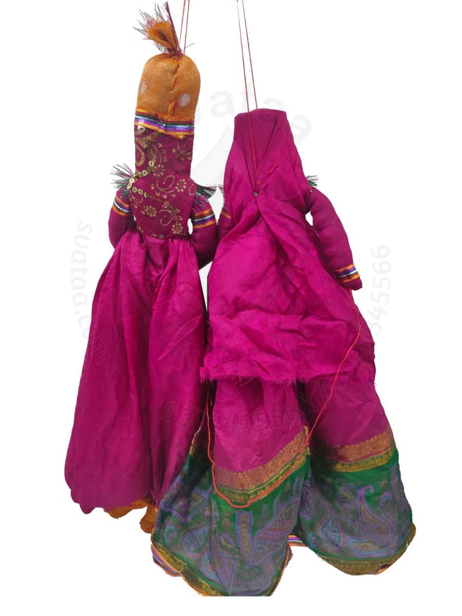 Rajasthani Kathputli, Dark Pink Combo - Geographical Indexed
