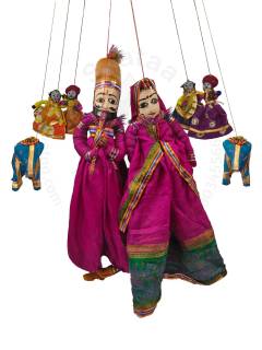 Rajasthani Kathputli, Dark Pink Combo - Geographical Indexed
