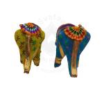 Rajasthani Kathputli - Elephant - Small - Set of 2 - Assorted - Geographical Indexed
