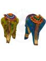 Rajasthani Kathputli - Elephant - Small - Set of 2 - Assorted - Geographical Indexed
