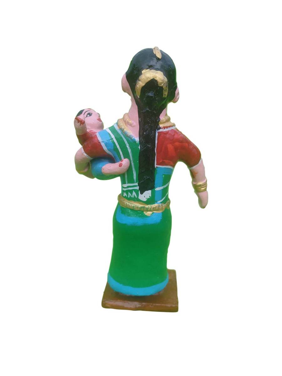 Kinnala Arts - Mother Carrying a Baby - Wooden Hand Craft - Geographical Indication