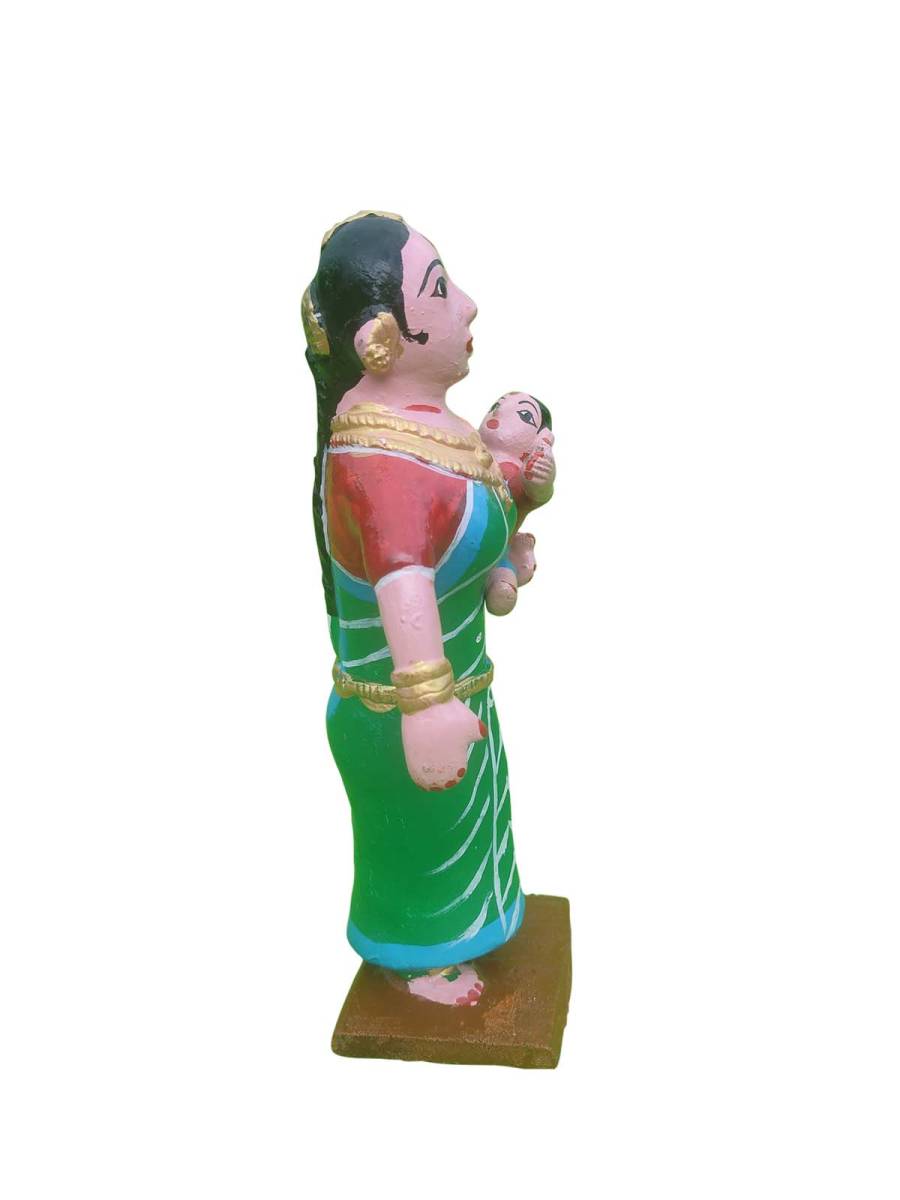 Kinnala Arts - Mother Carrying a Baby - Wooden Hand Craft - Geographical Indication