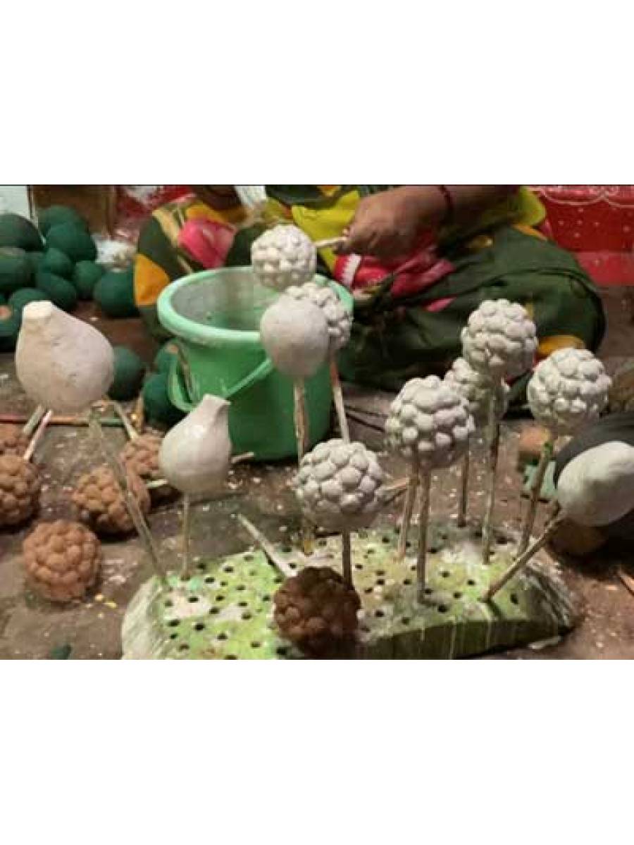 Kinnala Arts - Festive Decor - Wooden Fruits with Octagonal  Tray - Geographical Indexed