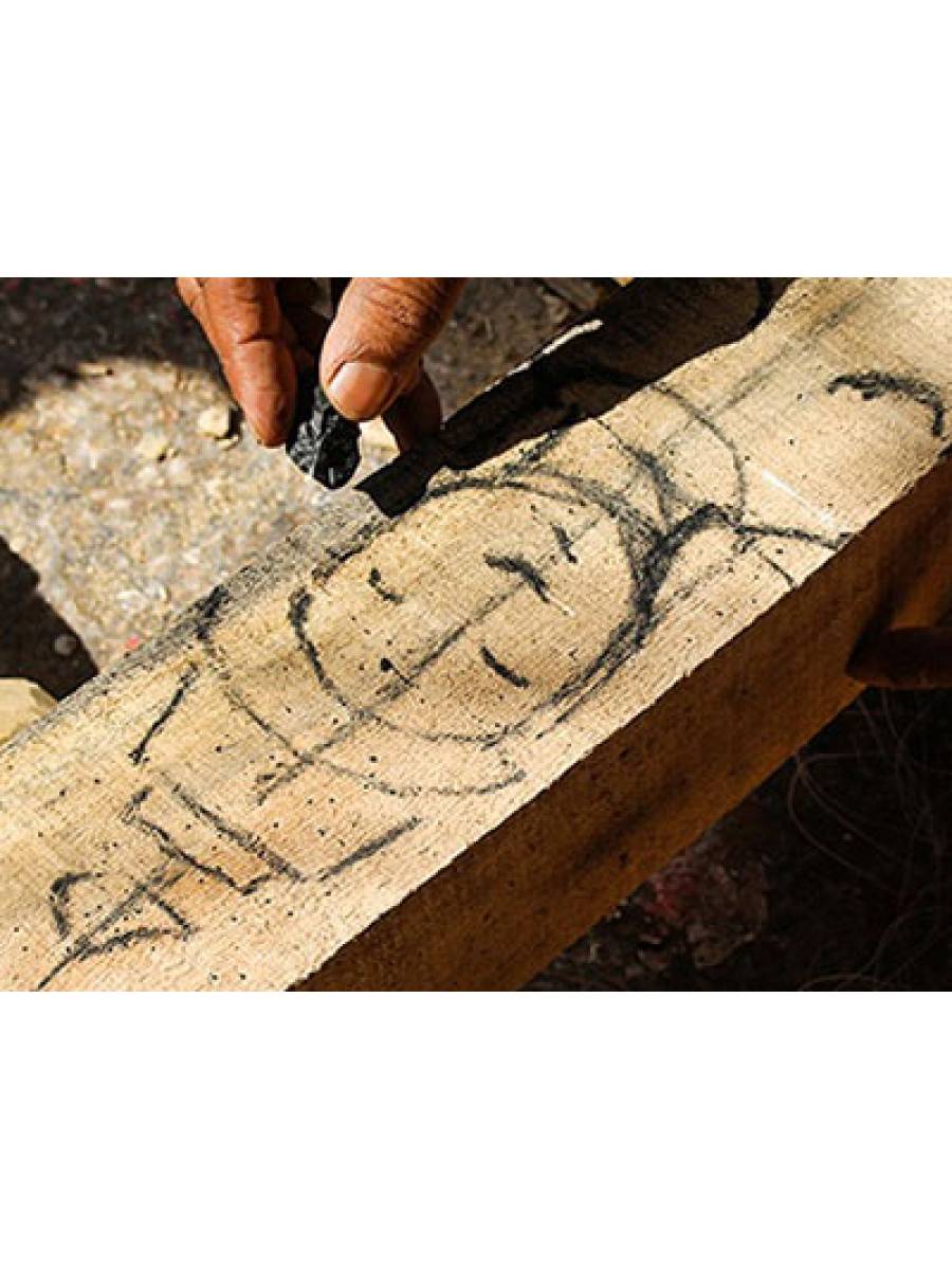 Kinnala Arts - Mini Nandi Face, Pair, Small-5" , White And Red - Geographical Index